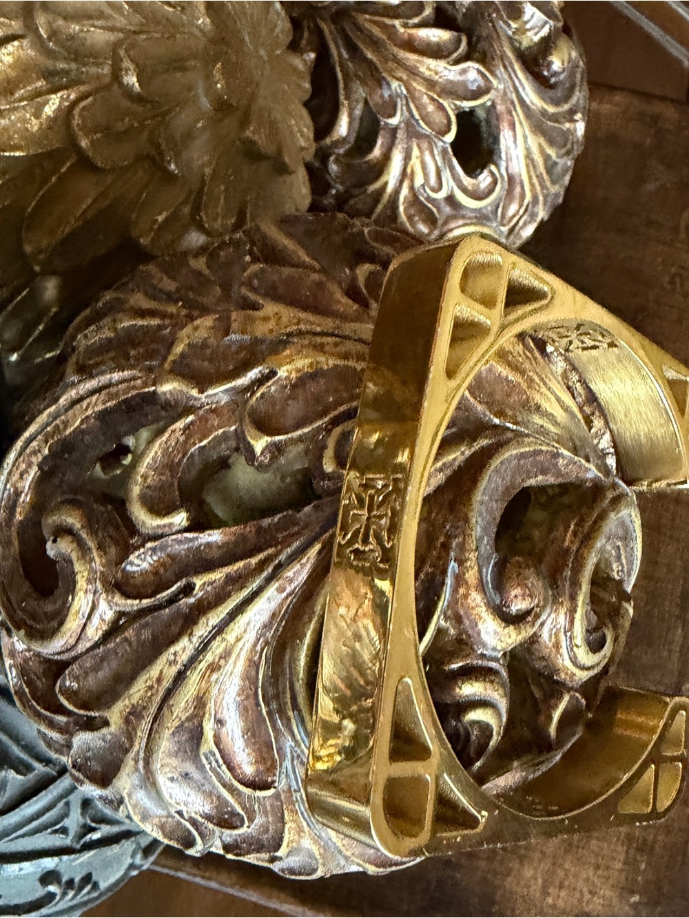 A Unique Design very different Rustic Cuff Gold Metallic Cuff Bracelet